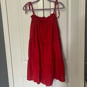 Red tie shoulder dress